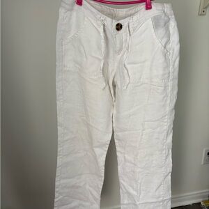 100% White Linen Drawstring Pants